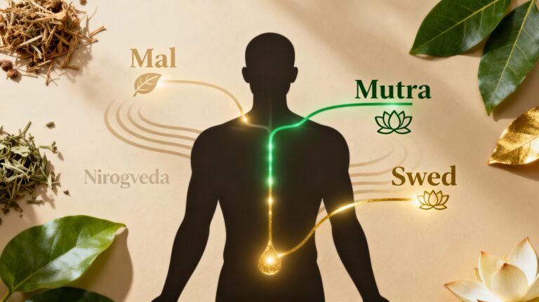 मल,मूत्र,स्वेद-शारीर से निकास के तीन मार्ग